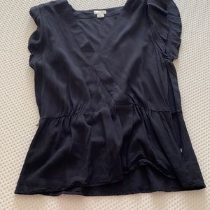 Black j crew ruffle top